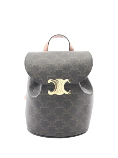 Pre-owned Celine 2020s Bonnie Triomphe Backpack In Black