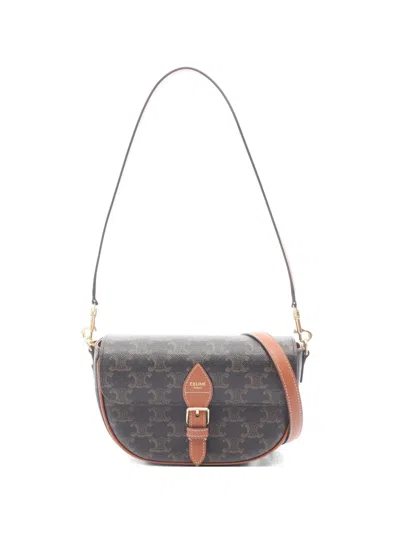 Pre-owned Celine 2020s Folco Triomphe Crossbody Bag In Brown