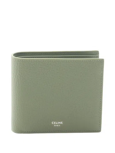 Pre-owned Celine 2020s Grained Leather Bifold Wallet In Green