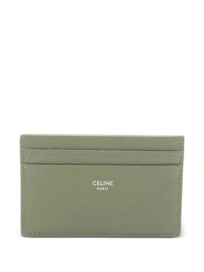 Pre-owned Celine 2020s Grained-leather Card Holder In Green
