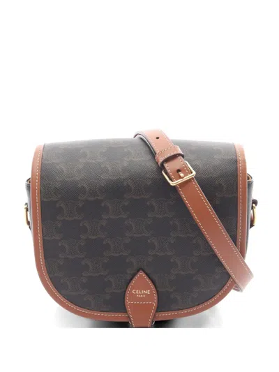 Pre-owned Celine 2020s Medium Folco Triomphe Shoulder Bag In Brown