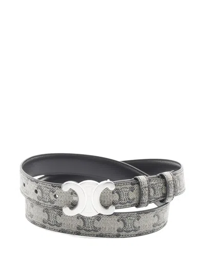 Pre-owned Celine 2020s Medium Triomphe Belt (25mm ) In Neutral