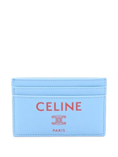 Pre-owned Celine 2020s Medium Triomphe Logo Cardholder In Blue