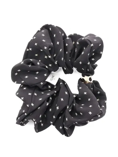 Pre-owned Celine 2020s Micro Triomphe Scrunchie In Black