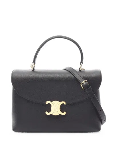 Pre-owned Celine 2020s Nino Triomphe Leather Tote Bag In Black