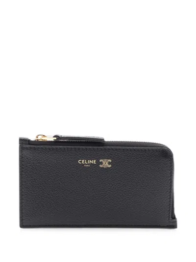 Pre-owned Celine 2020s Triomphe Card Holder In Black
