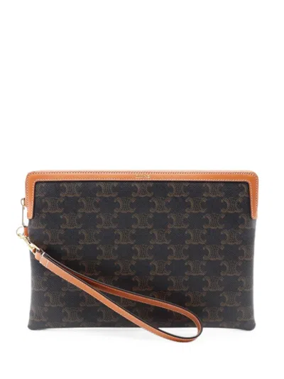 Pre-owned Celine 2020s Triomphe Clutch Bag In Black