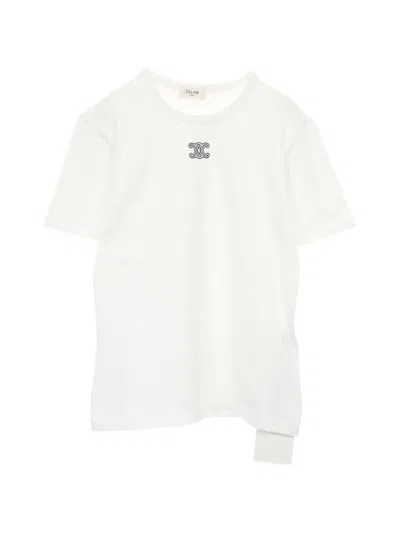 Pre-owned Celine 2020s Triomphe Crew-neck T-shirt In White