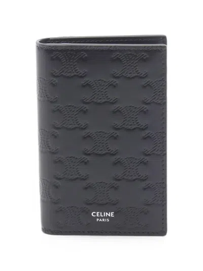 Pre-owned Celine 2020s Triomphe Embossed Card Case In Black