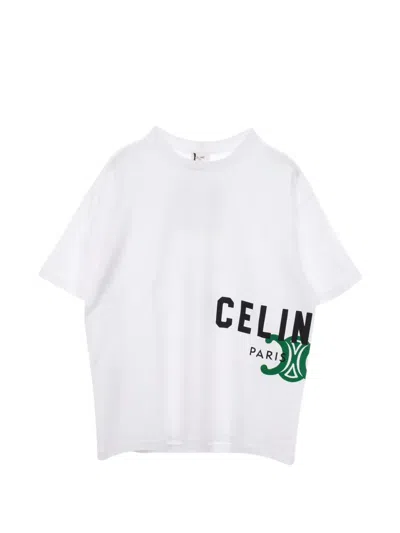 Pre-owned Celine 2020s Triomphe Logo-print T-shirt In White