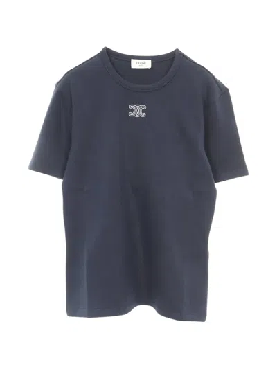 Pre-owned Celine 2020s Triomphe Short-sleeve Cotton T-shirt In Blue