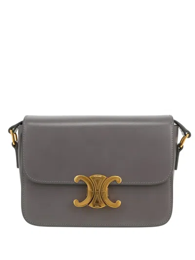 Pre-owned Celine 2020s Triomphe Teen Shoulder Bag In Gray