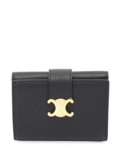 Pre-owned Celine 2020s Triomphe Trifold Wallet In Black