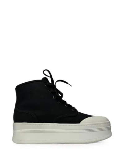 Pre-owned Celine 2020s Triomphe-patch High-top Sneakers In Black