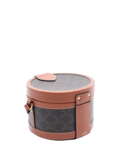 Pre-owned Celine 2021-2025 Medium Triomphe Tambour Shoulder Bag In Brown