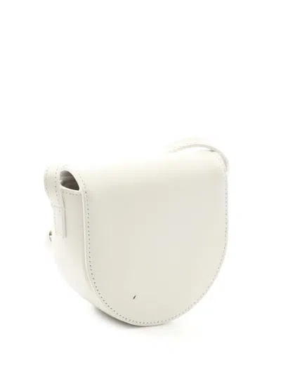 Pre-owned Celine 2021-2025 Mini Calfskin Cuir Triomphe Besace Crossbody Bag In White