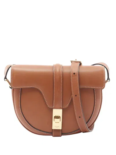 Pre-owned Celine 2021-2025 Small Calfskin Besace 16 Shoulder Bag In Brown