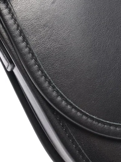 Pre-owned Celine 2021-2025 Triomphe Leather Besace Crossbody Bag In Black