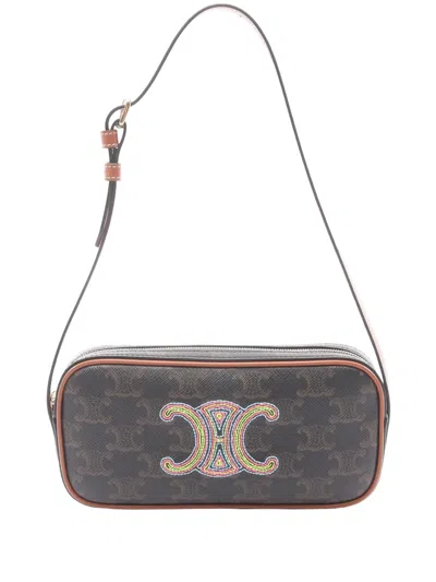 Pre-owned Celine 2021-2026 Mini Triomphe Camera Bag Shoulder Bag In Black