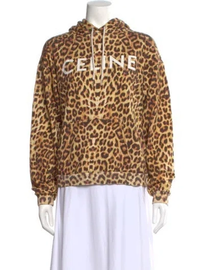 Pre-owned Celine 2021 Animal Print Hoodie In Brown
