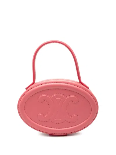 Pre-owned Celine 2021 Calfskin Cuir Triomphe Oval Handbag In Pink
