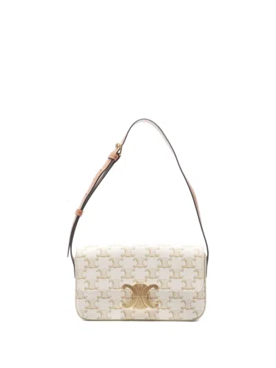 Pre-owned Celine 2021 Claude Triomphe Shoulder Bag In Neutral