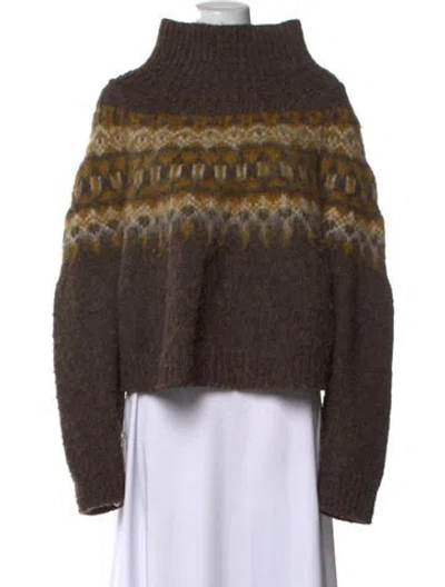 Pre-owned Celine 2021 Fair Isle Sweater In Brown
