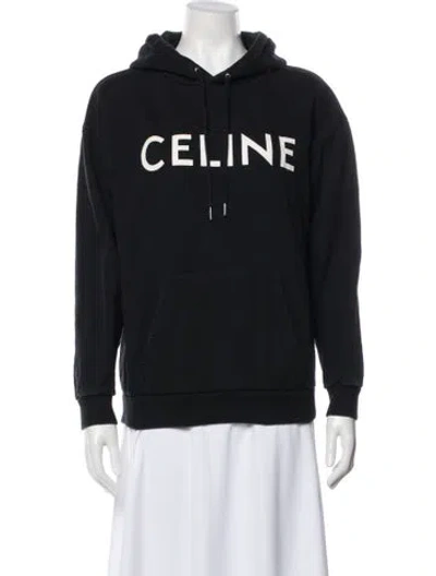 Pre-owned Celine 2021 Graphic Print Hoodie In Black