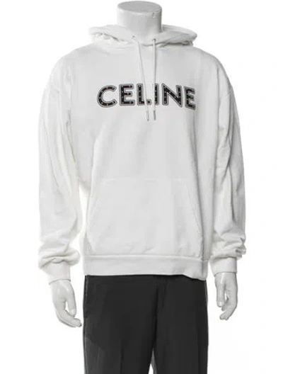 Pre-owned Celine 2021 Graphic Print Hoodie In White