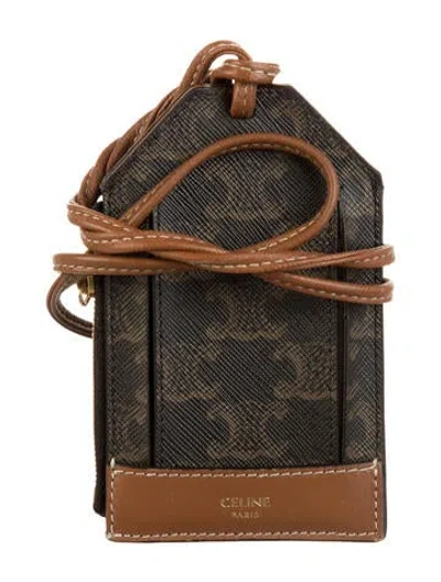 Pre-owned Celine 2021 Id Lanyard Bifold Wallet In Brown
