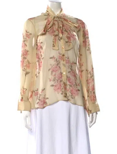 Pre-owned Celine 2021 Lavallière Blouse In Neutral