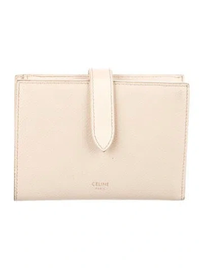 Pre-owned Celine 2021 Medium Strap Bifold Wallet In Neutral