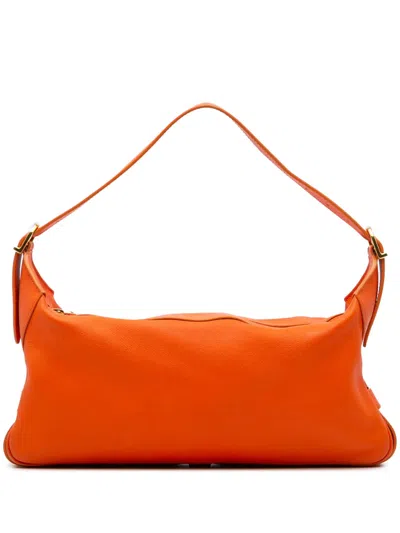 Pre-owned Celine 2021 Medium Supple Grained Calfskin Romy Shoulder Bag In Orange
