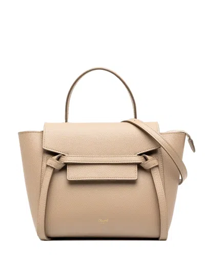 Pre-owned Celine 2021 Nano Grained Calfskin Belt Bag Satchel In Neutrals