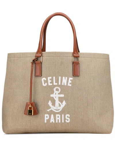 Pre-owned Celine 2021 Paris Horizontal Cabas Tote Bag In Brown