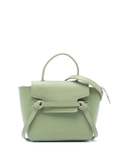 Pre-owned Celine 2021 Pico Grained Calfskin Belt Bag Satchel In Green