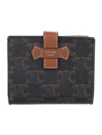 Pre-owned Celine 2021 Printed Compact Wallet In Brown