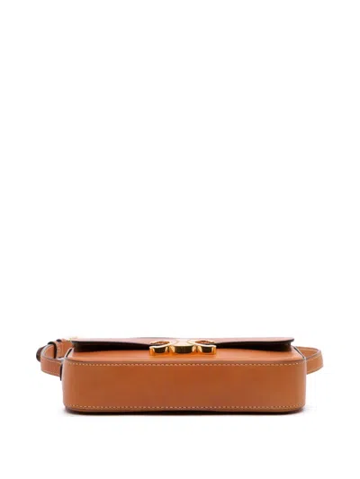 Pre-owned Celine 2021 Shiny Calfskin Claude Shoulder Bag In Brown