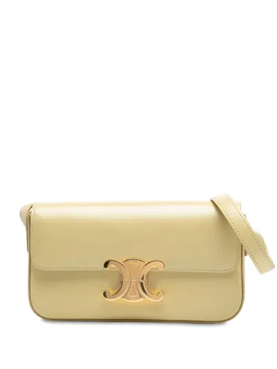 Pre-owned Celine 2021 Shiny Calfskin Claude Shoulder Bag In Yellow