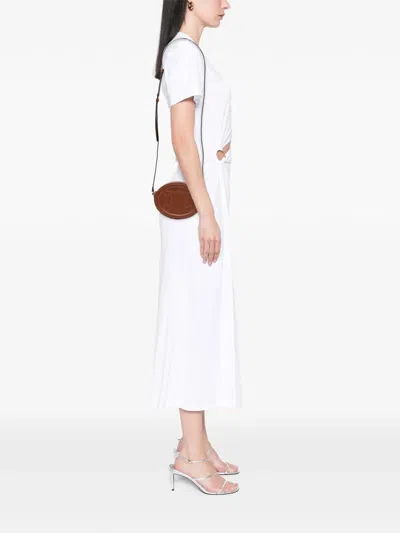 Pre-owned Celine 2021 Small Calfskin Cuir Triomphe Oval Crossbody Bag In Brown