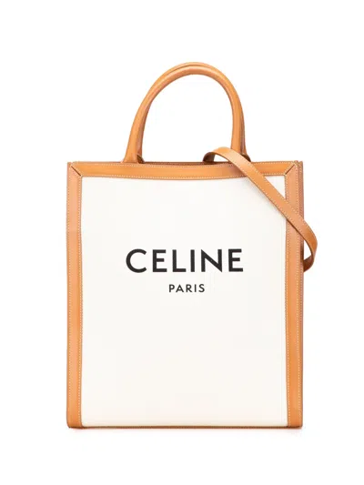 Pre-owned Celine 2021 Small Canvas Vertical Cabas Satchel In Brown