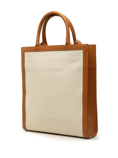 Pre-owned Celine 2021 Small Canvas Vertical Cabas Satchel In Brown