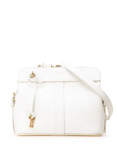 Pre-owned Celine 2021 Teen Leather Cabas De France Crossbody Bag In White