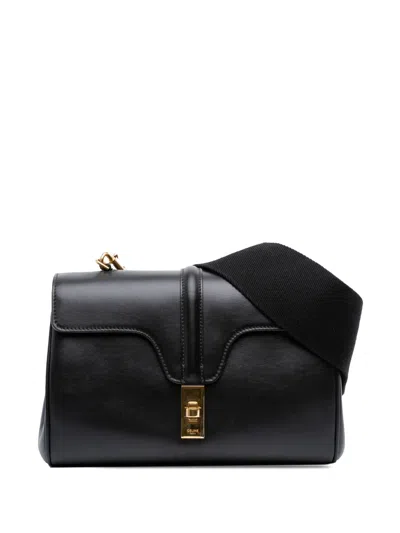 Pre-owned Celine 2021 Teen Smooth Calfskin Soft 16 Crossbody Bag In Black