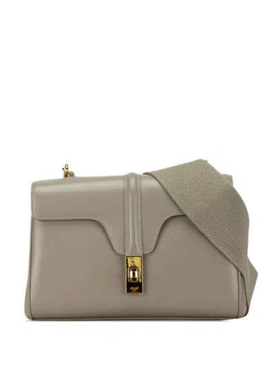 Pre-owned Celine 2021 Teen Smooth Calfskin Soft 16 Crossbody Bag In Green