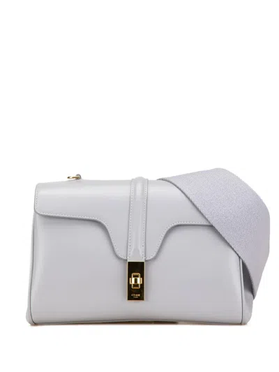 Pre-owned Celine 2021 Teen Smooth Calfskin Soft 16 Crossbody Bag In Grey