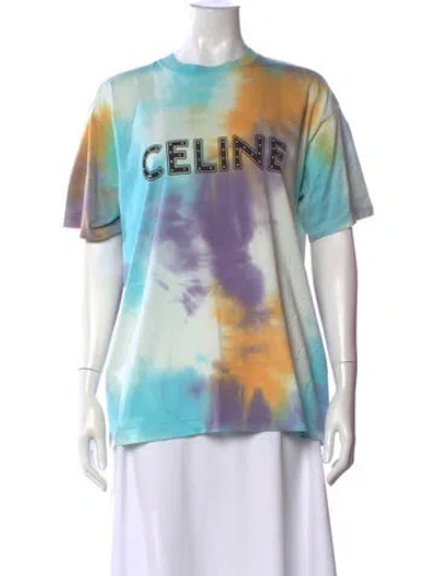 Pre-owned Celine 2021 Tie-dye Print T-shirt In Blue