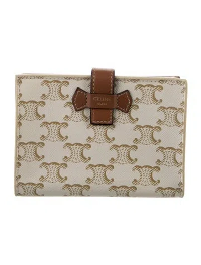 Pre-owned Celine 2021 Triomphe Card Holder In White