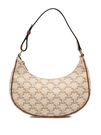 Pre-owned Celine 2021 Triomphe Coated Canvas Ava Shoulder Bag In Brown