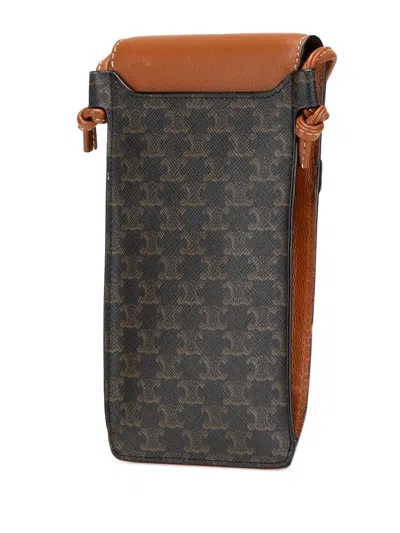 Pre-owned Celine 2021 Triomphe Coated Canvas Phone Pouch Flap Crossbody Bag